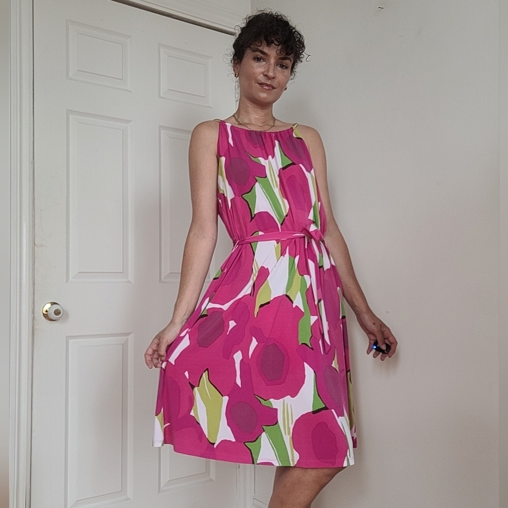 Michael Kors Pink Floral Sleeveless Dress
